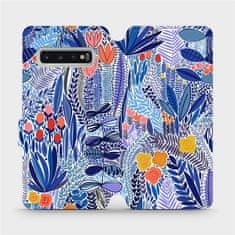 Mobiwear Flip pouzdro na mobil Samsung Galaxy S10 - MP03P Modrá květena