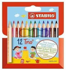 Pastelky STABILO Trio silné a krátké 12 ks sada