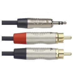 Stagg NUC1.5/MPS2CMR, kabel Jack 3,5 mm stereo - 2x RCA, 1,5m