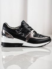 Amiatex Praktické dámské černé tenisky bez podpatku + Ponožky Gatta Calzino Strech, černé, 36