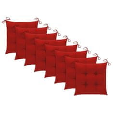 Greatstore Jídelní židle 8 ks červené podušky masivní teak