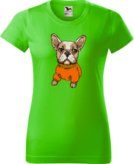 Hobbytriko Dámské tričko s buldočkem - Buldoček v oblečku Barva: Apple Green (92), Velikost: S