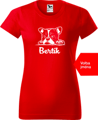 Hobbytriko Dámské tričko s buldočkem a jménem - Bertík Barva: Fuchsia red (49), Velikost: 2XL