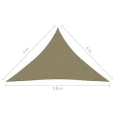 Greatstore Stínící plachta oxfordská látka trojúhelníková 4x4x5,8 m béžová