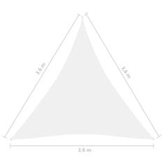 Vidaxl Stínící plachta oxfordská látka trojúhelník 3,6x3,6x3,6 m bílá