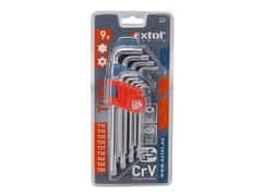 Extol Premium L-klíče TORX (6601) sada 9ks, T 10-15-20-25-27-30-40-45-50, vrtané na kratší straně, CrV