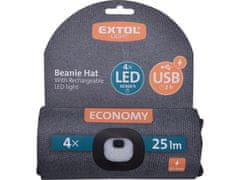 Extol Light Čepice s čelovkou 43452 čepice s čelovkou 4x25lm, nabíjecí, USB, tmavě šedá, ECONOMY, univerzální velikost