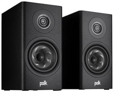 elegantní regálové reproduktory polk audio reserve r100 skvělý zvuk výkon turbínová membrána polk x port pro extra basy poniklované terminály eliminovaná rezonance