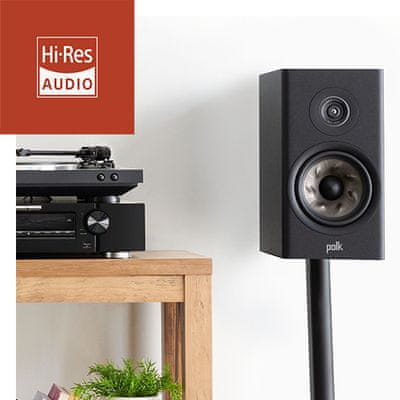  elegantní regálové reproduktory polk audio reserve r100 skvělý zvuk výkon turbínová membrána polk x port pro extra basy poniklované terminály eliminovaná rezonance 