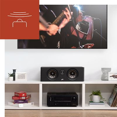  elegantní centrální reproduktor polk audio reserve R400C  skvělý zvuk výkon turbínová membrána polk x port pro extra basy poniklované terminály eliminovaná rezonance