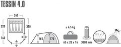 TWM kupolový stan Tessin pro 4 osoby 370 x 240 x 170 cm šedý