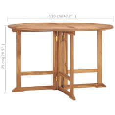 Greatstore Skládací zahradní jídelní stůl Ø 120 x 75 cm masivní teak