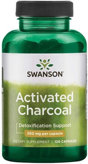 Swanson Activated Charcoal (Aktivní uhlí), 520 mg, 120 kapslí