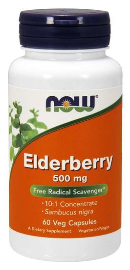 NOW Foods Elderberry (Bezinka), 500 mg, 60 rostlinných kapslí