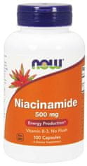 NOW Foods Vitamin B3 Nikotinamid (niacinamid), 500 mg, 100 kapslí