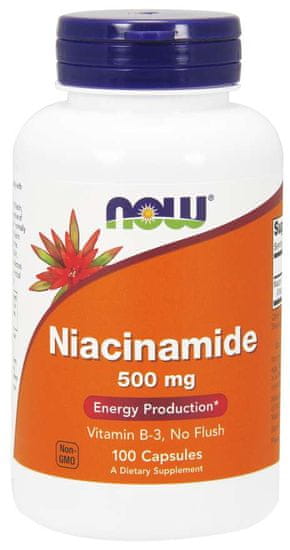 NOW Foods Vitamin B3 Nikotinamid (niacinamid), 500 mg, 100 kapslí