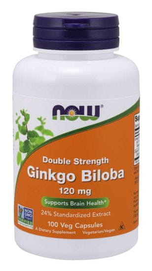 NOW Foods Ginkgo Biloba Double Strenght, 120 mg, 100 rostlinných kapslí