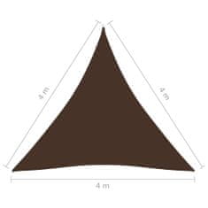 Greatstore Stínící plachta oxfordská látka trojúhelníková 4x4x4 m hnědá
