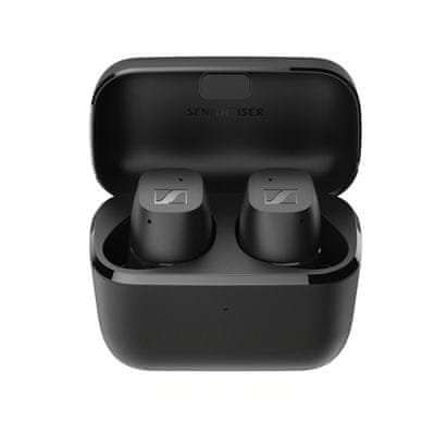  moderní přenosná špuntová bezdrátová Bluetooth sluchátka sennheiser true wireless odolná vodě a potu špunty pohodlné mikrofony mems handsfree funkce dotykové ovládání 