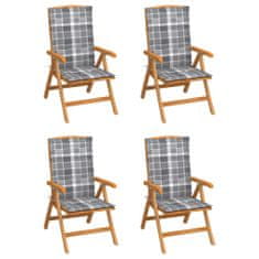 Greatstore Polohovací zahradní židle s poduškami 4 ks masivní teak