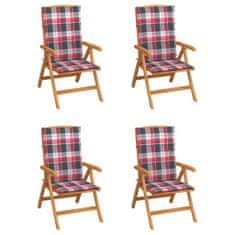 Greatstore Polohovací zahradní židle s poduškami 4 ks masivní teak