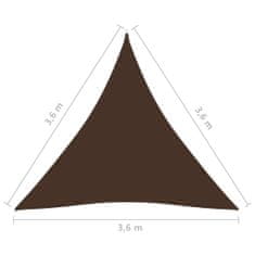 Greatstore Stínící plachta oxfordská látka trojúhelník 3,6x3,6x3,6 m hnědá