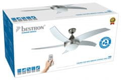 TWM Stropní ventilátor s lampou 132 cm 60W nerezová ocel stříbrná šedá