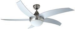 TWM Stropní ventilátor s lampou 132 cm 60W nerezová ocel stříbrná šedá