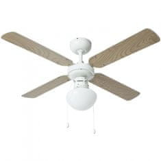 TWM Stropní ventilátor s lampou 102 cm 50W ocelová bílá