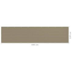 Greatstore Balkonová zástěna taupe 120 x 500 cm HDPE