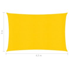 Greatstore Stínící plachta 160 g/m2 žlutá 3 x 4,5 m HDPE