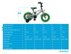 Amigo Sportovní dětské kolo pro kluky, 14", šedá / zelená