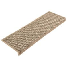 Vidaxl Samolepící nášlapy na schody vzhled sisal 15 ks 65x25 cm béžové