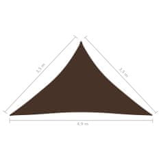 Greatstore Stínící plachta oxfordská látka trojúhelník 3,5x3,5x4,9 m hnědá
