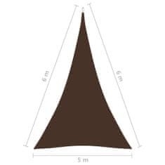 Greatstore Stínící plachta oxfordská látka trojúhelníková 5x6x6 m hnědá