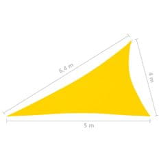 Greatstore Stínící plachta oxfordská látka trojúhelníková 4x5x6,4 m žlutá