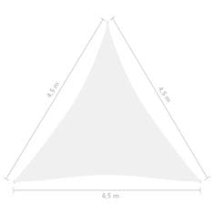 Greatstore Stínící plachta oxfordská látka trojúhelník 4,5x4,5x4,5 m bílá