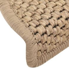 Vidaxl Samolepící nášlapy na schody vzhled sisal 15 ks 56x17x3 cm