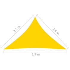 Greatstore Stínící plachta oxfordská látka trojúhelník 2,5x2,5x3,5 m žlutá