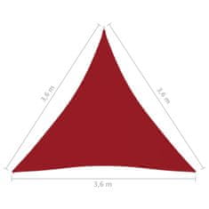 Greatstore Stínící plachta oxford trojúhelníková 3,6 x 3,6 x 3,6 m červená