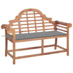 Greatstore Zahradní lavice s šedou poduškou 120 cm masivní teak