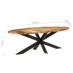 Greatstore Jídelní stůl 240 x 100 x 75 cm masivní recyklované dřevo
