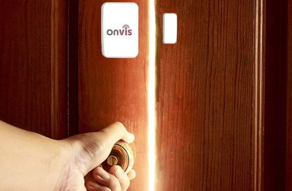 ONVIS interiérový Magnetický senzor na dveře/okna – HomeKit, BLE 5.0 Apple HomeKit  interiérový bezpečnostní alarm notifikace mobilní aplikace smart domání alarm iOS Onvis Home HomeKit režimy hlasitosti chytrá domácnost push notifikace ochrana dománosti ochrana interiéru záznam historie aktivity senzor na dveče senzor na okna Bluetooth připojení