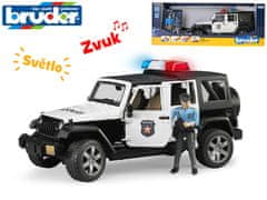 Bruder Policie Jeep Wrangler 32 cm volný chod na baterie se světlem, zvukem s policistou