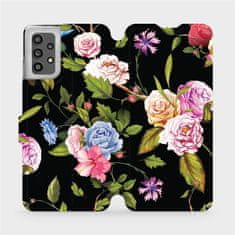 Mobiwear Flip pouzdro na mobil Samsung Galaxy A32 LTE - VD07S Růže a květy na černém pozadí