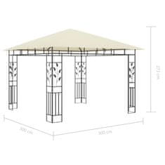 Greatstore Altán moskytiéra a světelné řetězy 3x3x2,73m krémový 180g/m2