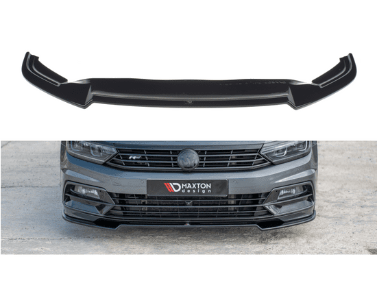 Maxton Design spoiler pod přední nárazník ver.2 pro Volkswagen Passat Mk8 (B8), černý lesklý plast ABS, R-Line