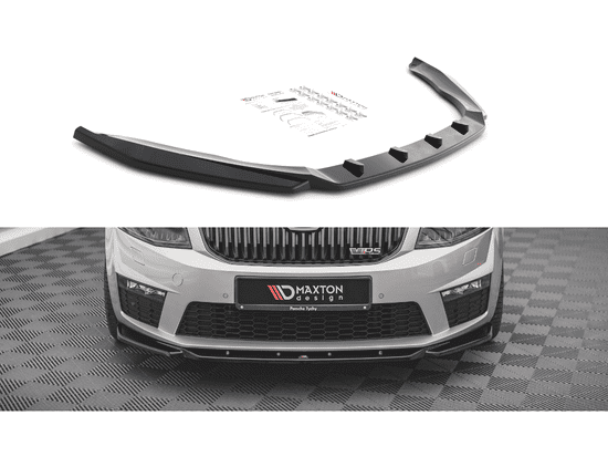 Maxton Design spoiler pod přední nárazník ver.4 pro Škoda Octavia RS Mk3, černý lesklý plast ABS