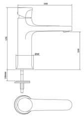 CERSANIT Stojánková umyvadlová baterie inverto, páková, chrom + černá páčka (S951-300)