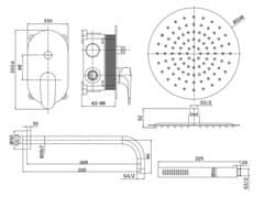 CERSANIT Set b261 podomítkový set inverto s vanovou/ sprchovou baterií, černá + zlatá páčka (S952-006)